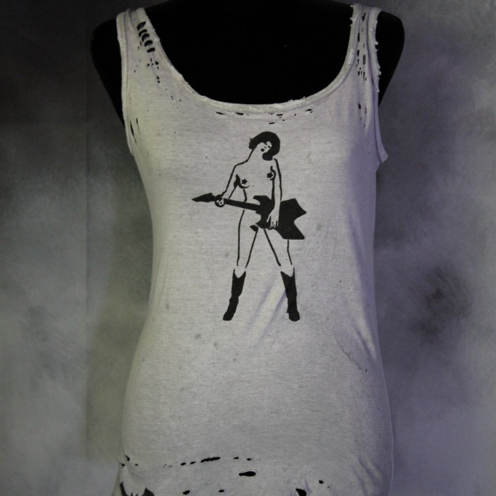 Rocker Chick Handmade Distressed Destroyed Shirt